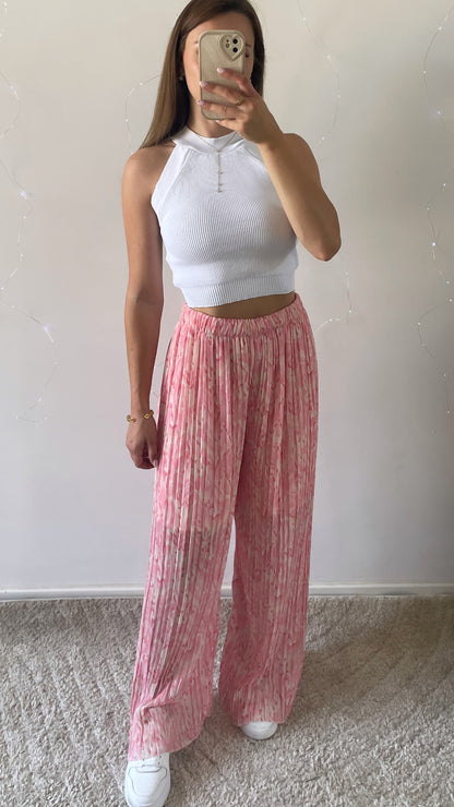 PANTALON ALMA ROSE PÂLE MOTIF