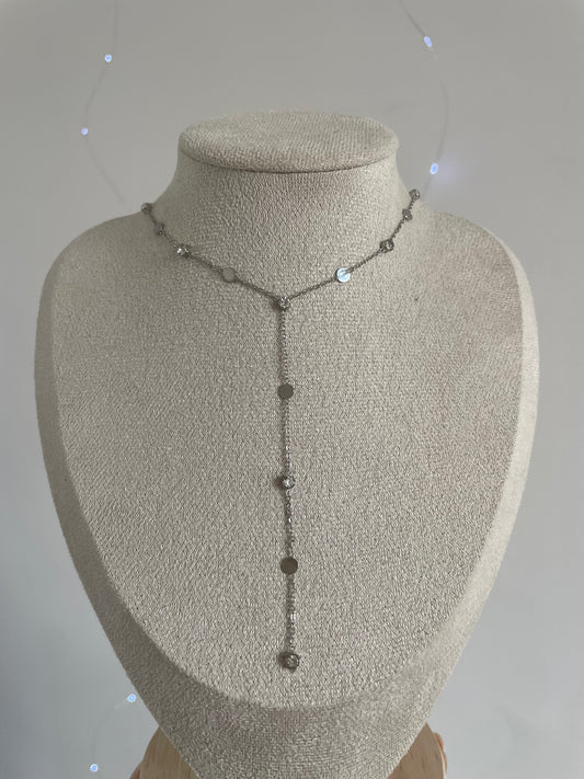 COLLIER EN "Y" CRISTAL ARGENT